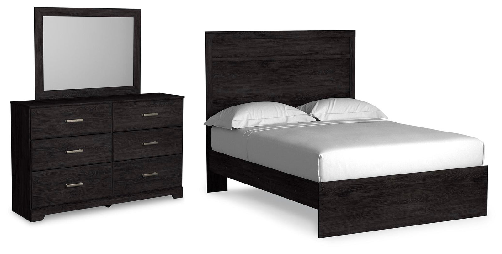 Belachime Panel Bed, Dresser and Mirror - Charcoal (B2589-SI)