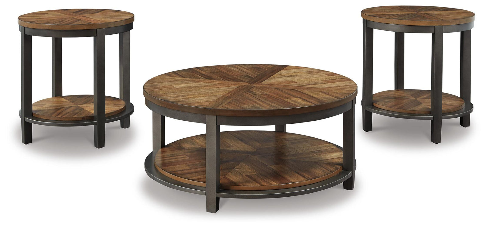 Roybeck Table (Set of 3) - Light Brown/Bronze (T411-SI)