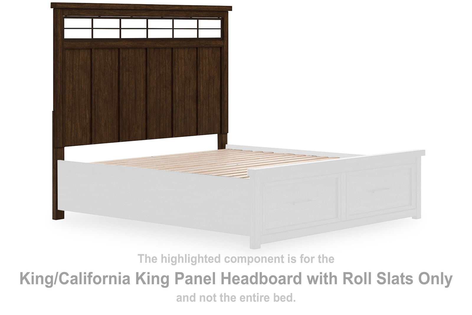 Taffenbrook Panel Headboard with Roll Slats - Medium Brown (B849-SI) - Image 2