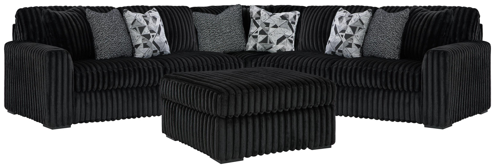 Midnight-Madness 3-Piece Sectional and Oversized Ottoman (98103-SI)