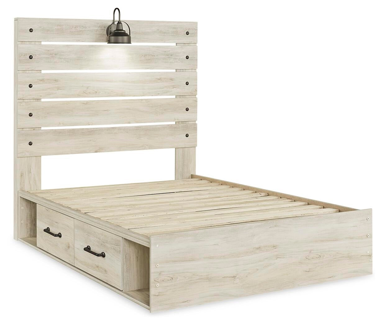 Cambeck Panel Bed with 2 Storage Drawers (Youth) - Whitewash (B192-SI) - Image 5