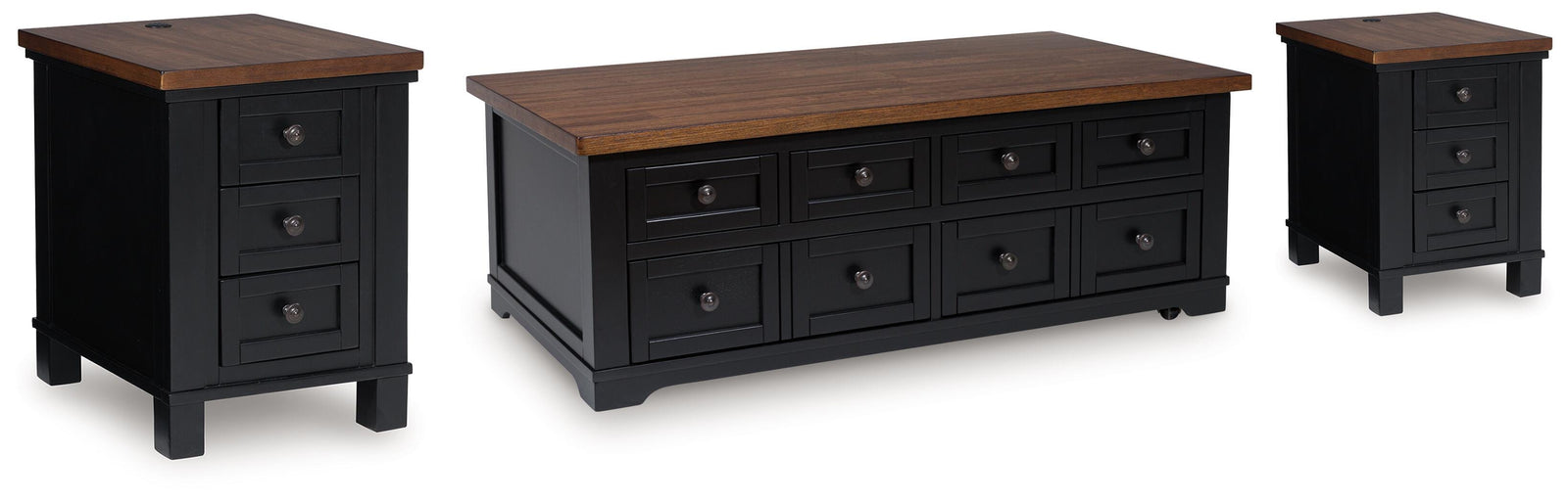 Wildenauer Lift-top Coffee Table and 2 Chairside End Tables (T664-SI)
