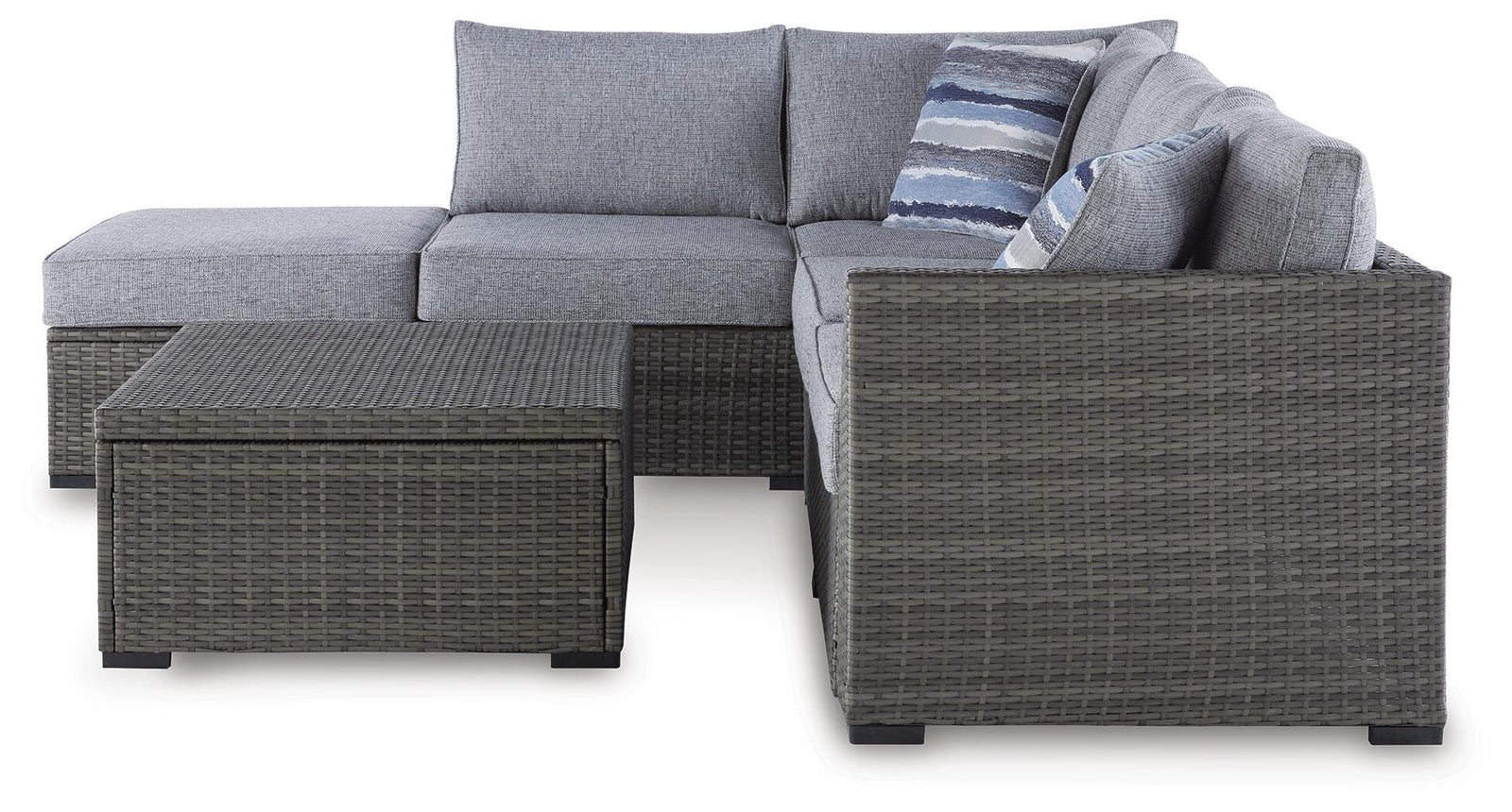 Petal Road Outdoor Loveseat Sectional/Ottoman/Table Set (Set of 4) (P297-SI) - Image 3