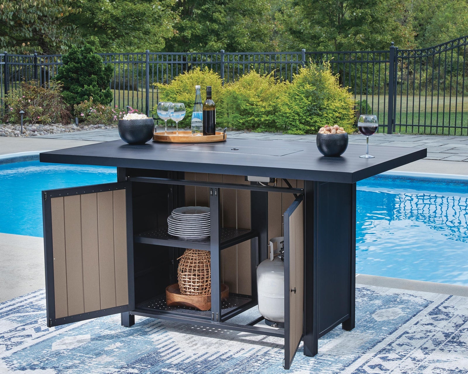 East Beach Outdoor Bar Table with Fire Pit (PCP587-SI) - Image 49