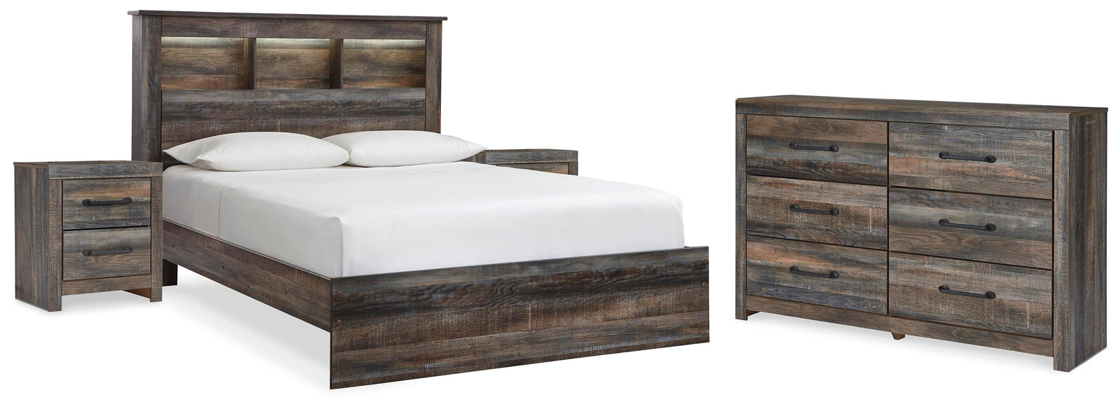 Drystan Bookcase Bed, Dresser and 2 Nightstands - Multi (B211-SI)