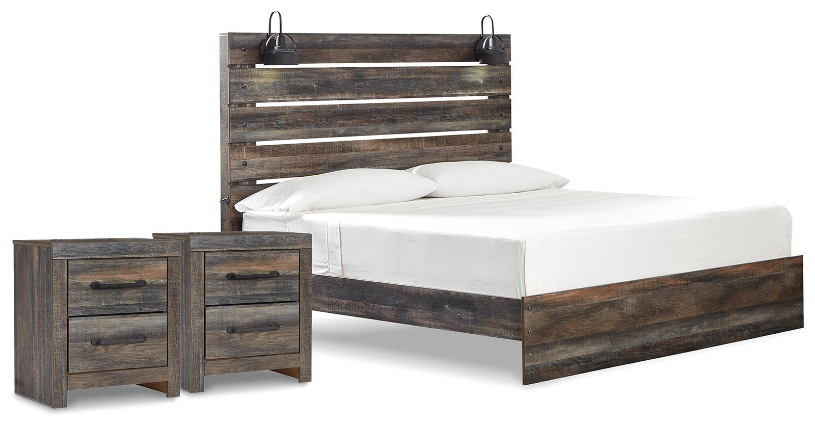 Drystan Panel Bed and 2 Nightstands - Multi (B211-SI)