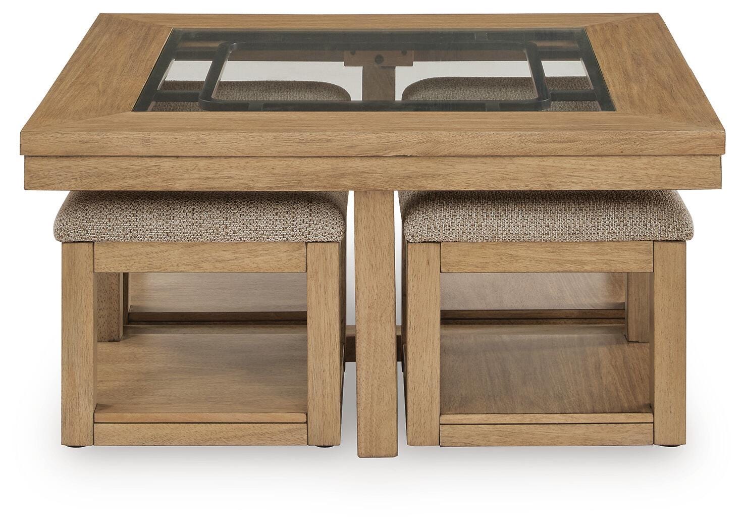 Wittenmyer Coffee Table with 4 Stools (Set of 5) - Natural/Black (T794-SI) - Image 3