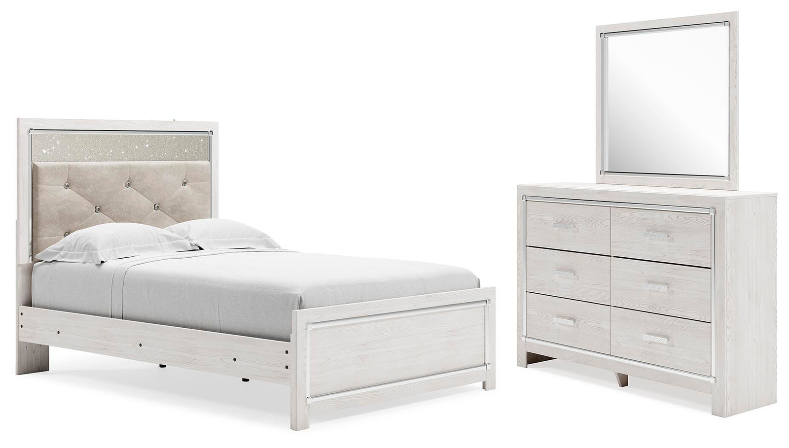 Altyra Panel Bed, Dresser and Mirror - White (B2640-SI)