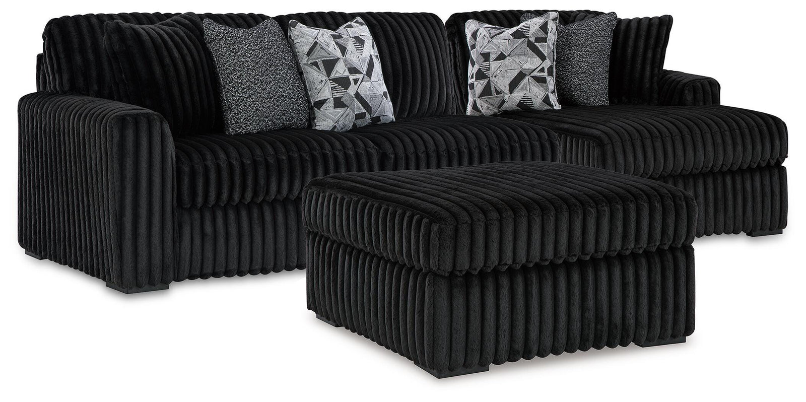 Midnight-Madness 2-Piece Sectional and Oversized Accent Ottoman (98103-SI)