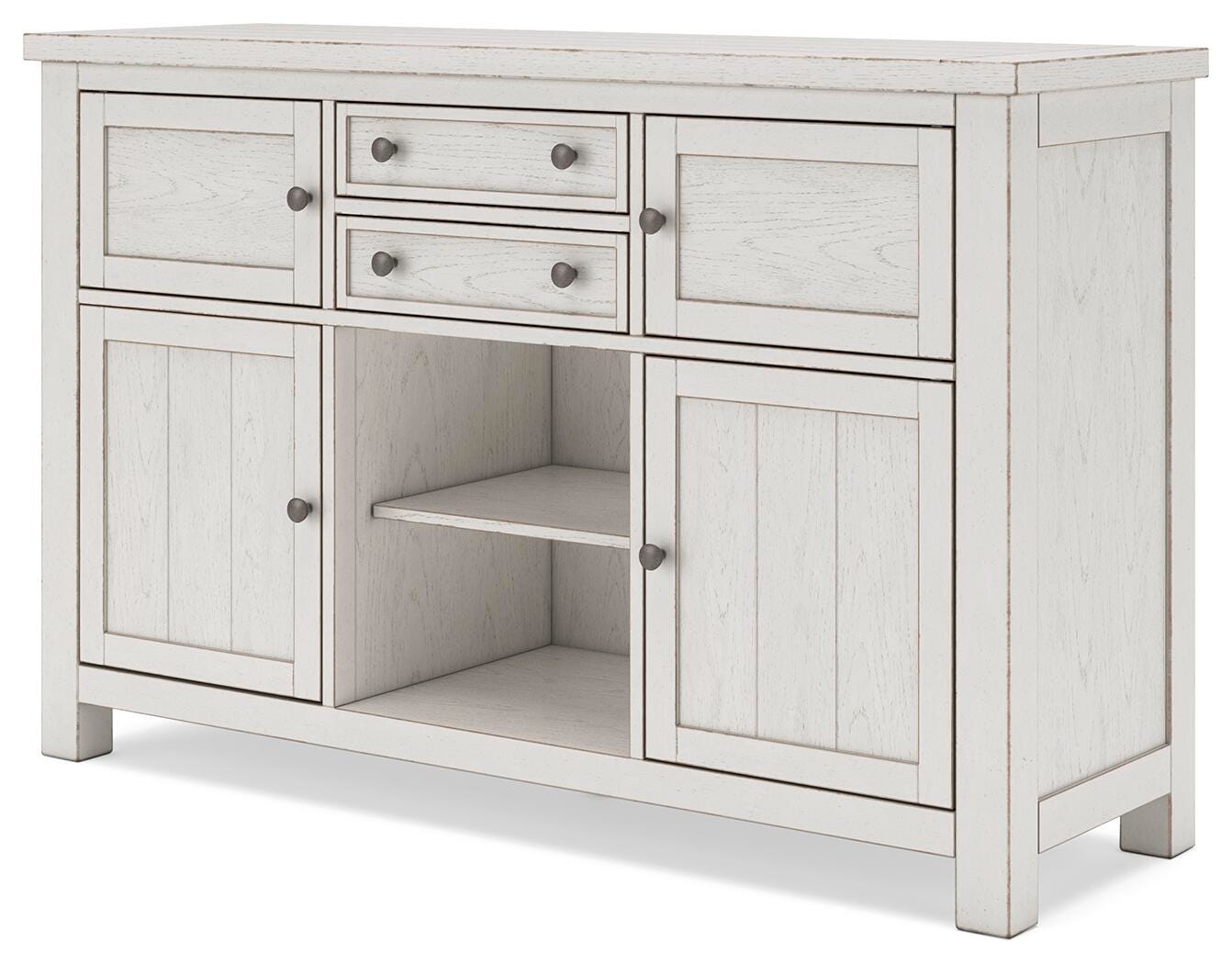 Robbinsdale Counter Height Dining Table, 2 Barstools, Bench and Server (D642-SI) - Image 24