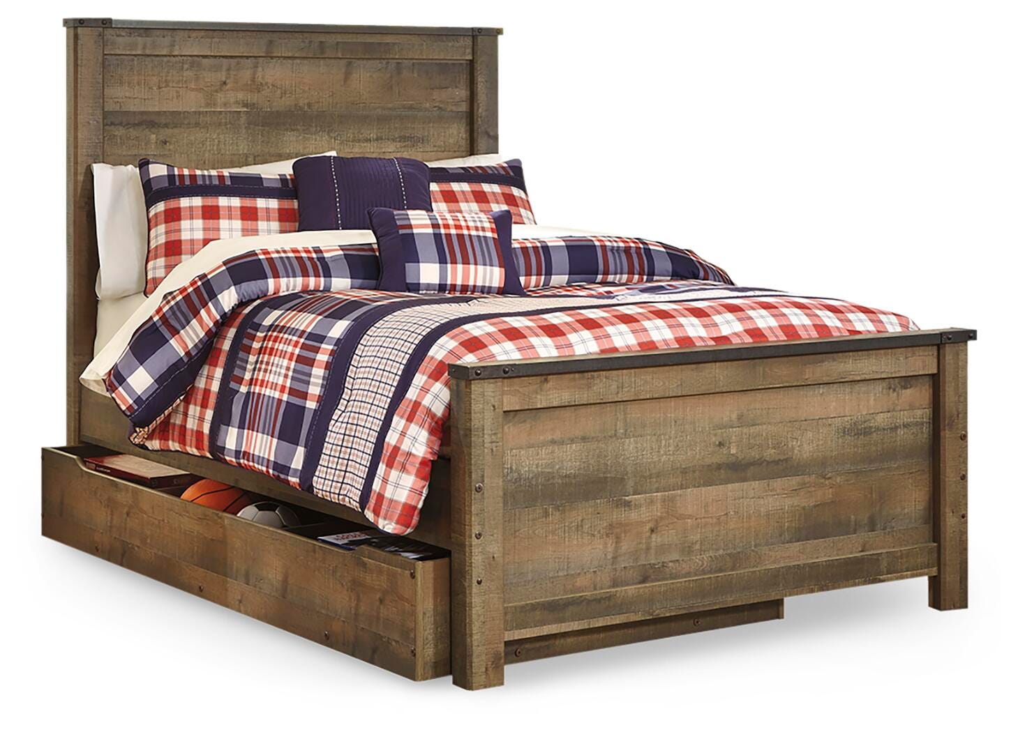 Trinell Panel Bed with 1 Large Storage Drawer (Youth) - Brown (B446-SI)