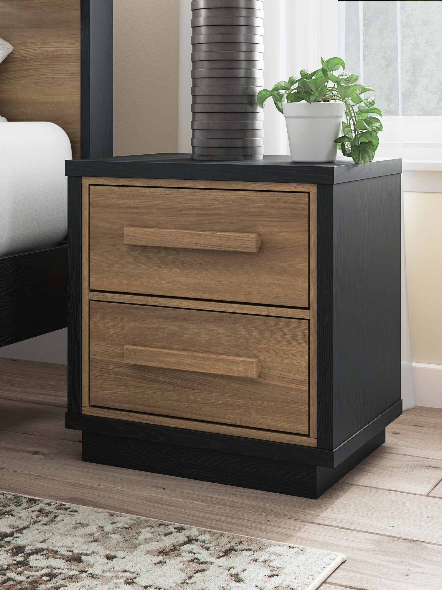 Kozmour Nightstand - Black/Brown (EB1460-SI) - Image 2