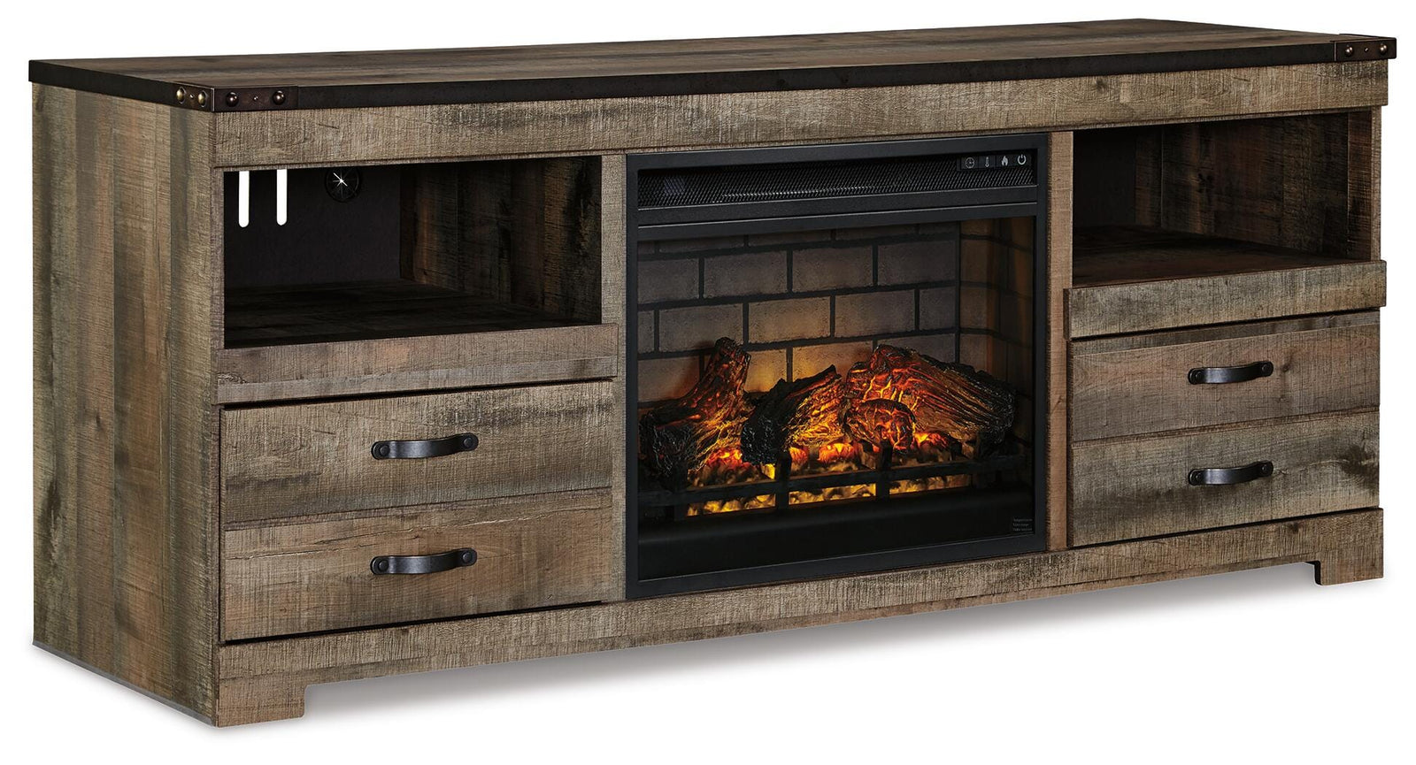 Trinell 63 TV Stand with Electric Fireplace (W446-SI)