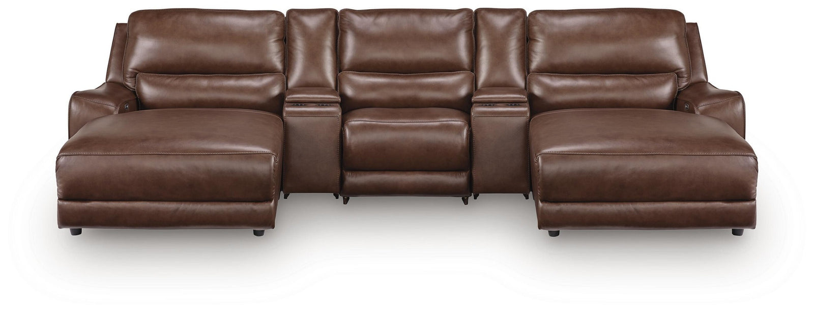 DeepWakes 5-Piece Reclining Sectional with Double Chaise and Storage Consoles (PCU62607-SI)