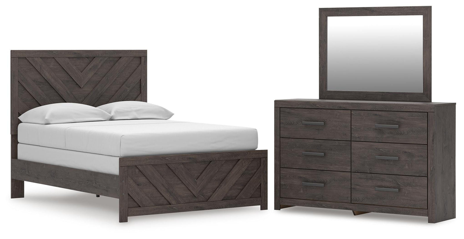 Prendonea Panel Bed, Dresser and Mirror (B3789-SI)