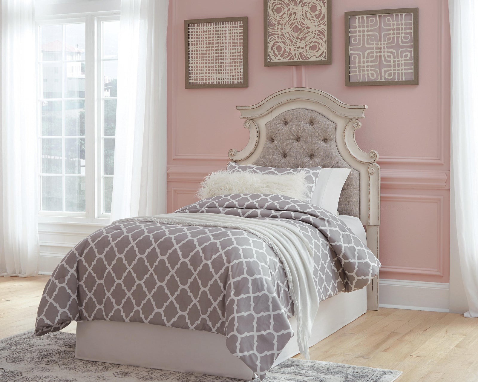 Realyn Upholstered Panel Headboard (Youth) - Chipped White (B743-SI) - Image 6
