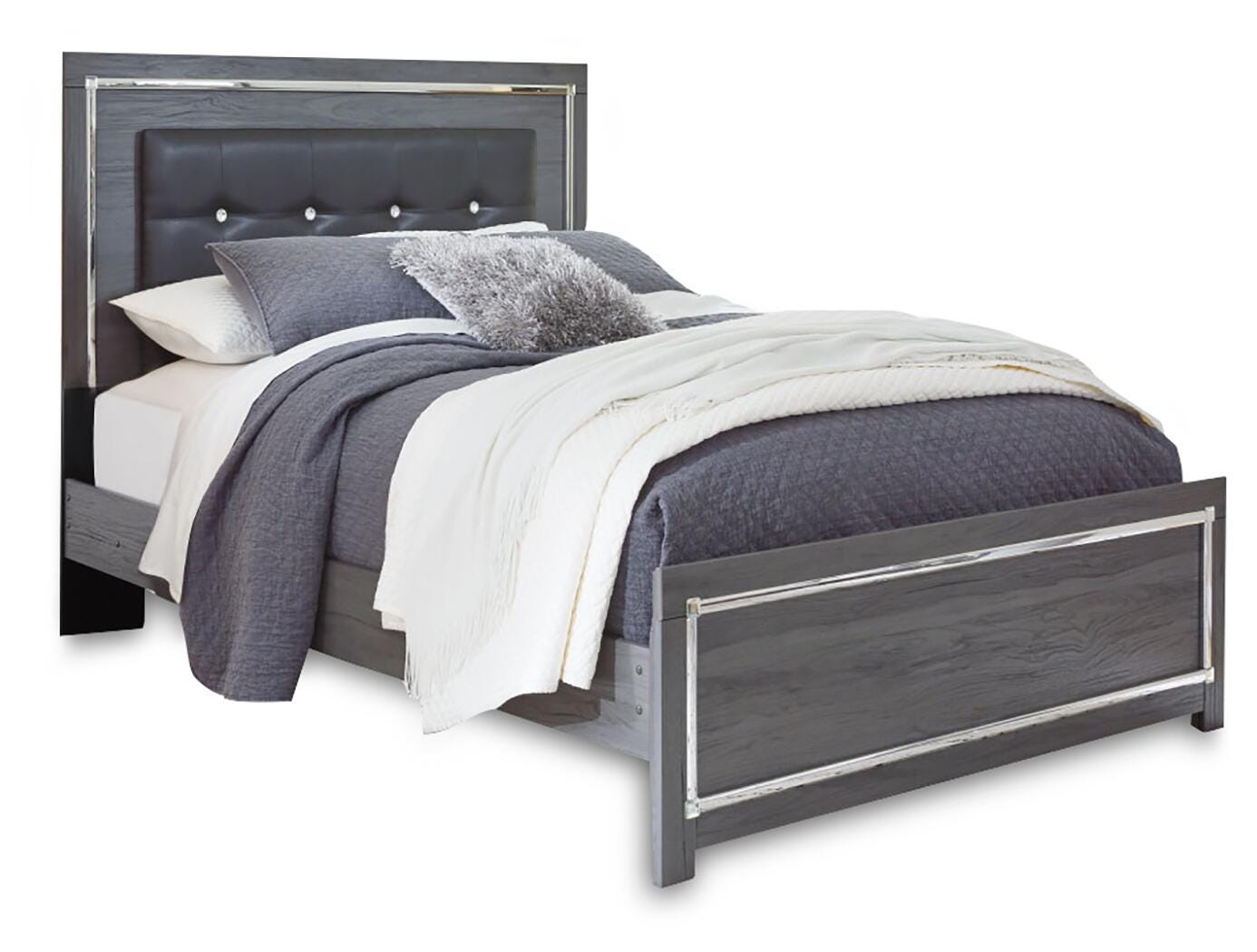 Lodanna Panel Bed, Dresser, Mirror, Chest and 2 Nightstands - Gray (B214-SI) - Image 4