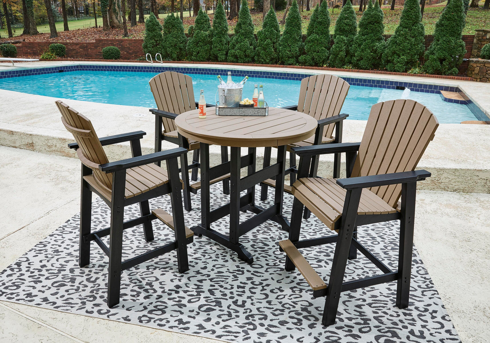 Fairen Trail Outdoor Counter Height Dining Table with 2 Barstools (P211-SI) - Image 14