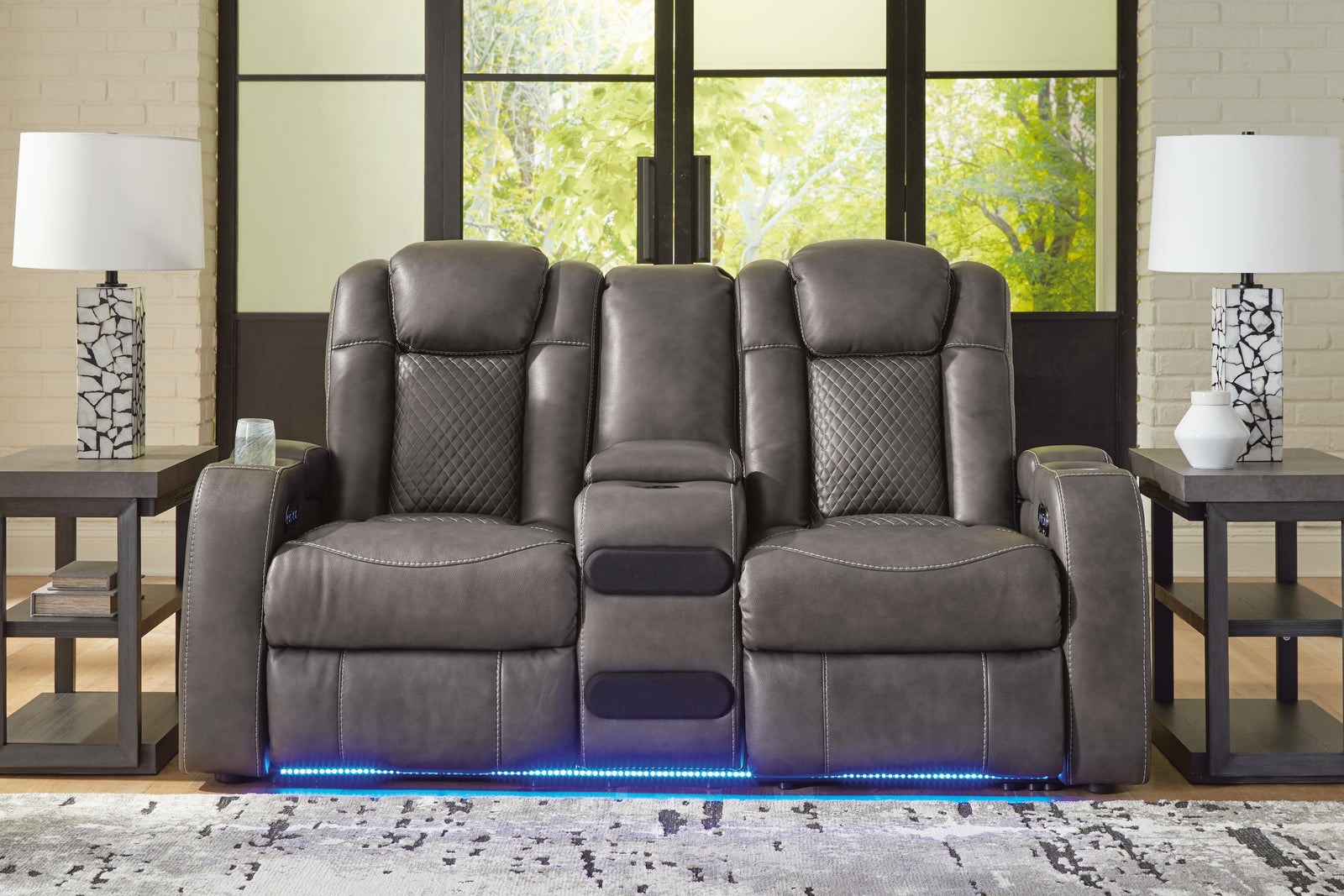 Fyne-Dyme Power Reclining Loveseat with Console (36602-SI) - Image 6