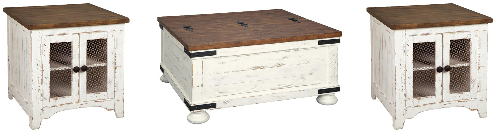 Wystfield Coffee Table and 2 End Tables - White/Brown (T459-SI)