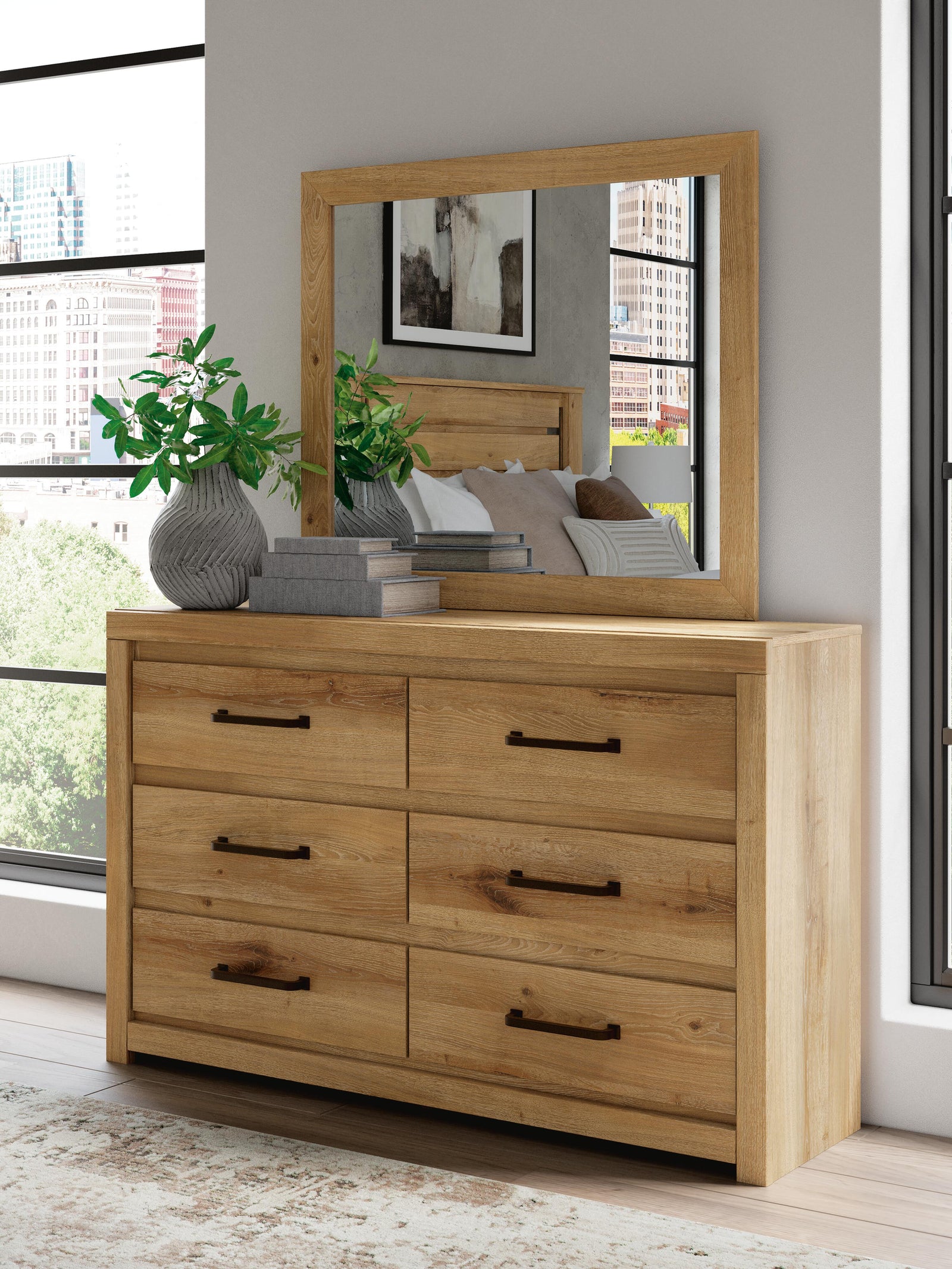 Brozmont Dresser and Mirror - Tan (B1045-SI) - Image 2