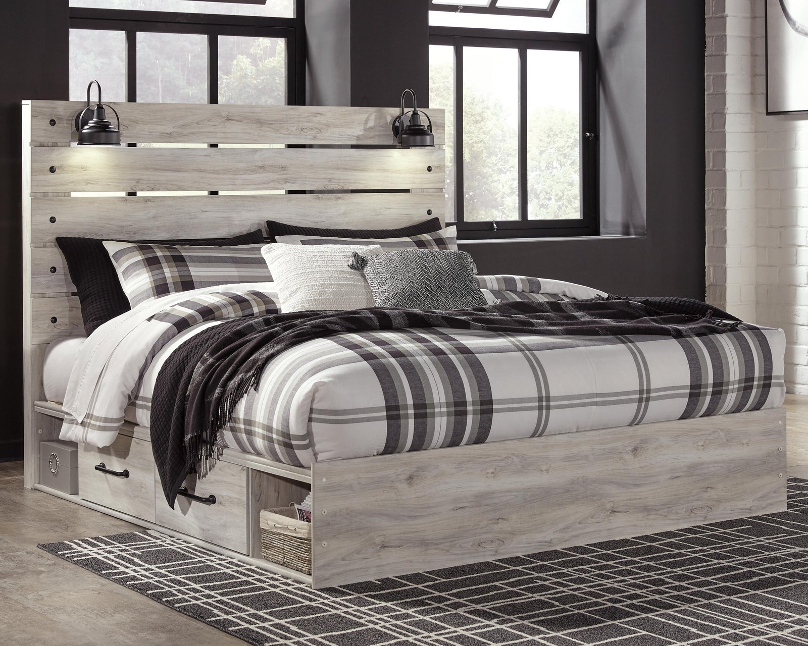 Cambeck Panel Bed with 4 Storage Drawers - Whitewash (B192-SI) - Image 2