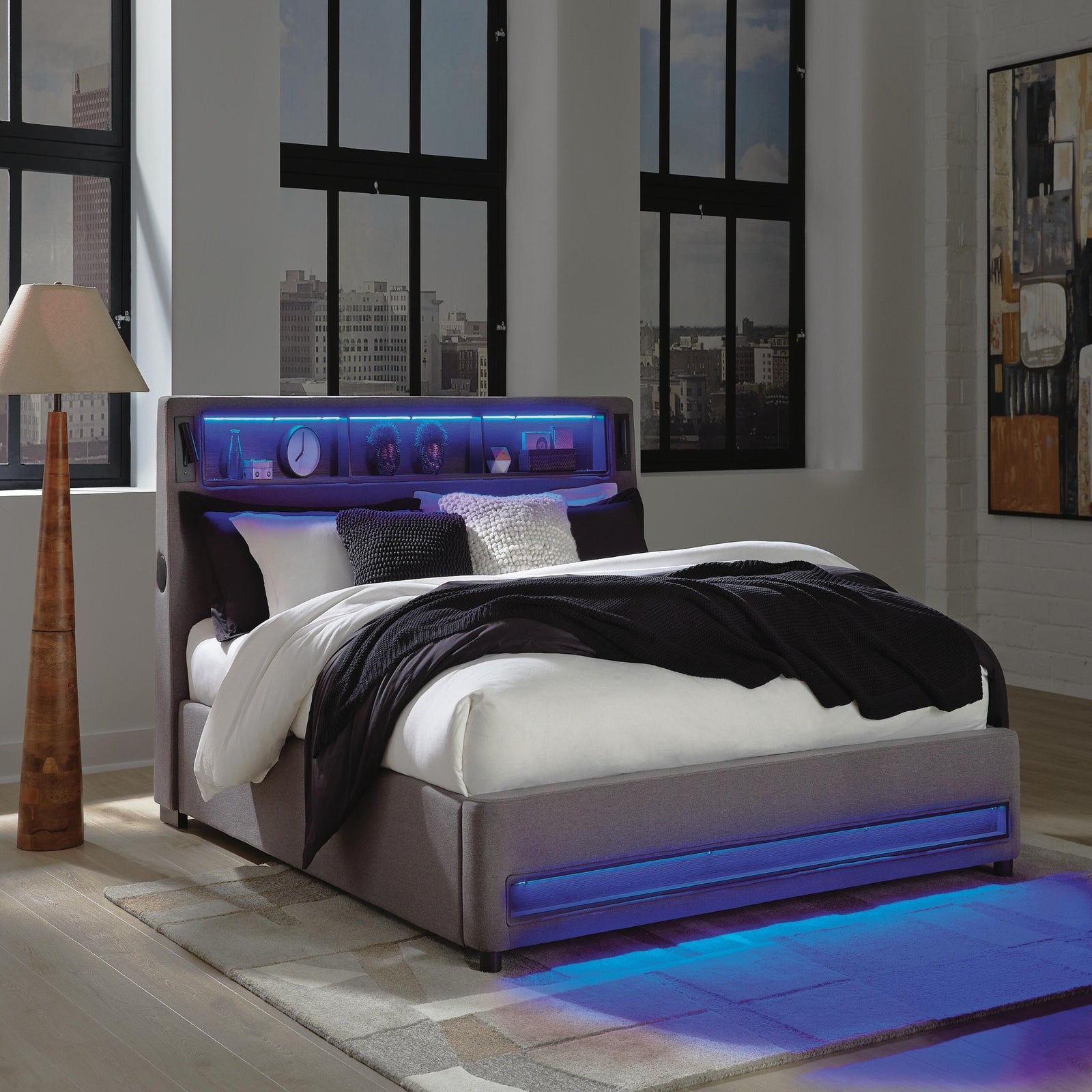 Finigale California King Upholstered Bed with Wireless Audio (PCB2721-SI) - Image 12