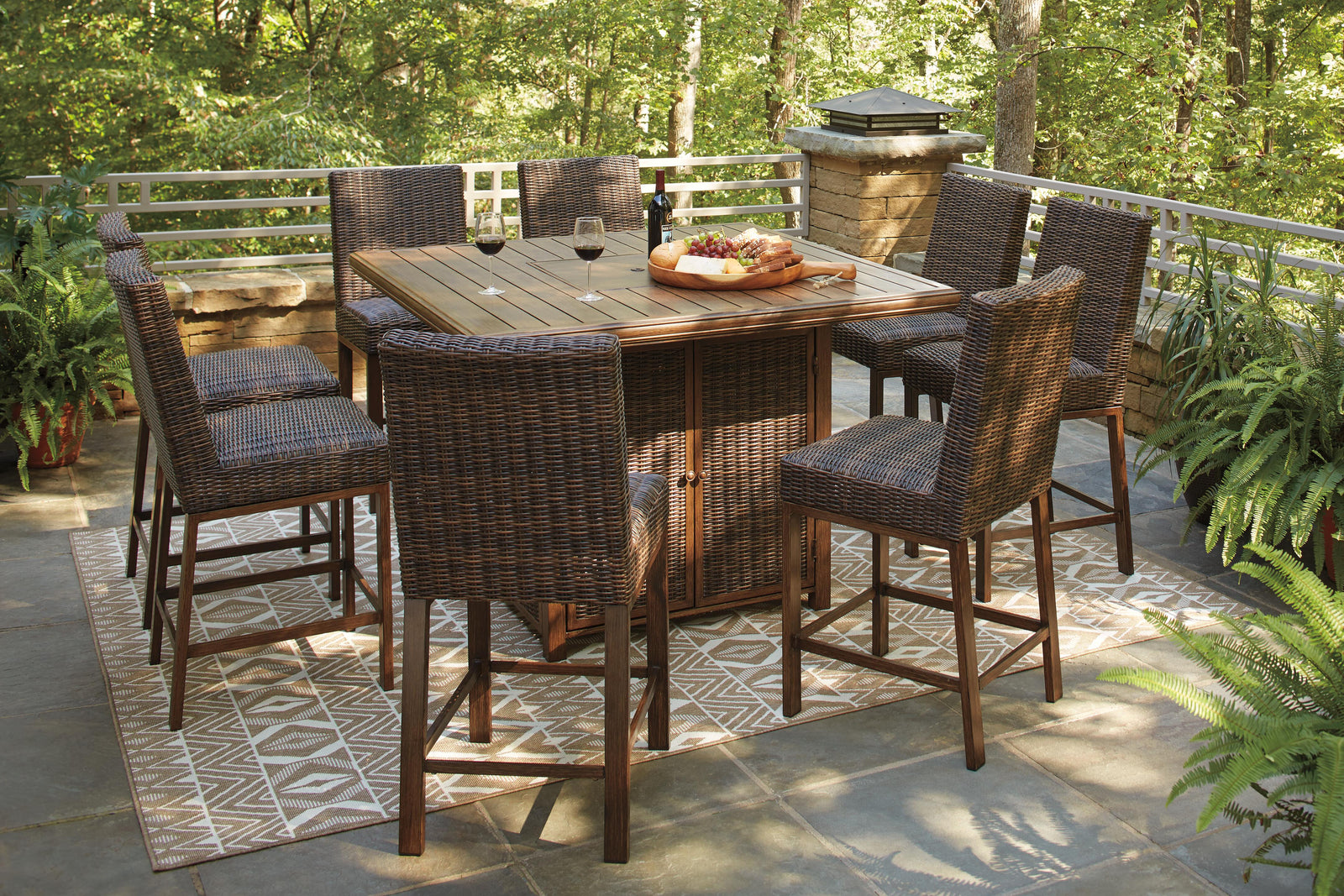 Paradise Trail Outdoor Counter Height Dining Table with 6 Barstools (P750-SI) - Image 6