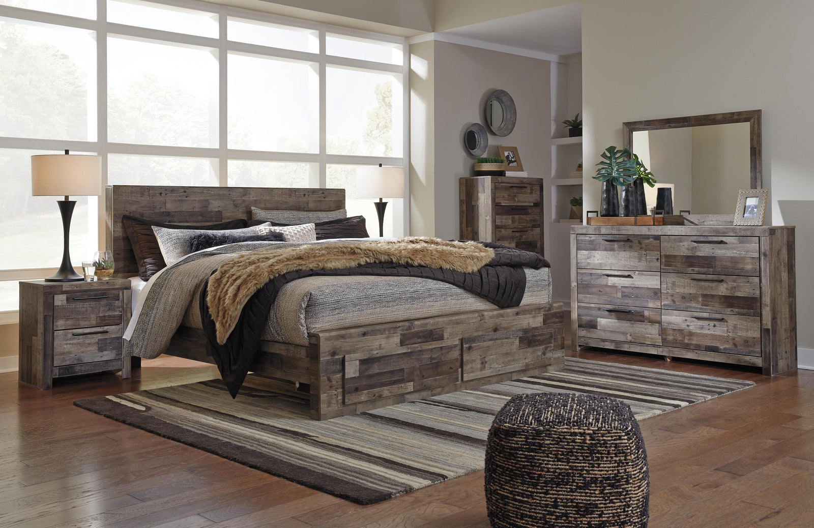Derekson Panel Bed with 2 Storage Drawers - Multi Gray (B200-SI) - Image 5