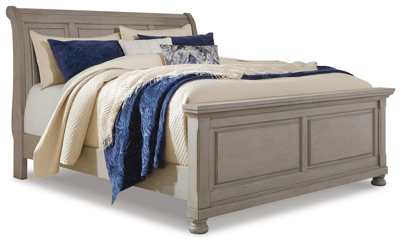 Lettner Sleigh Bed - Light Gray (B733-SI)