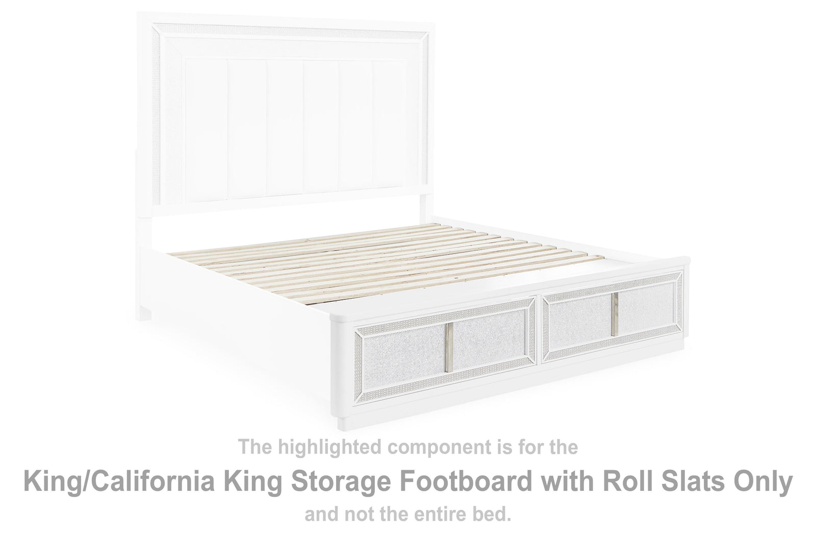 Chalanna Storage Footboard with Roll Slats - White (B822-SI)