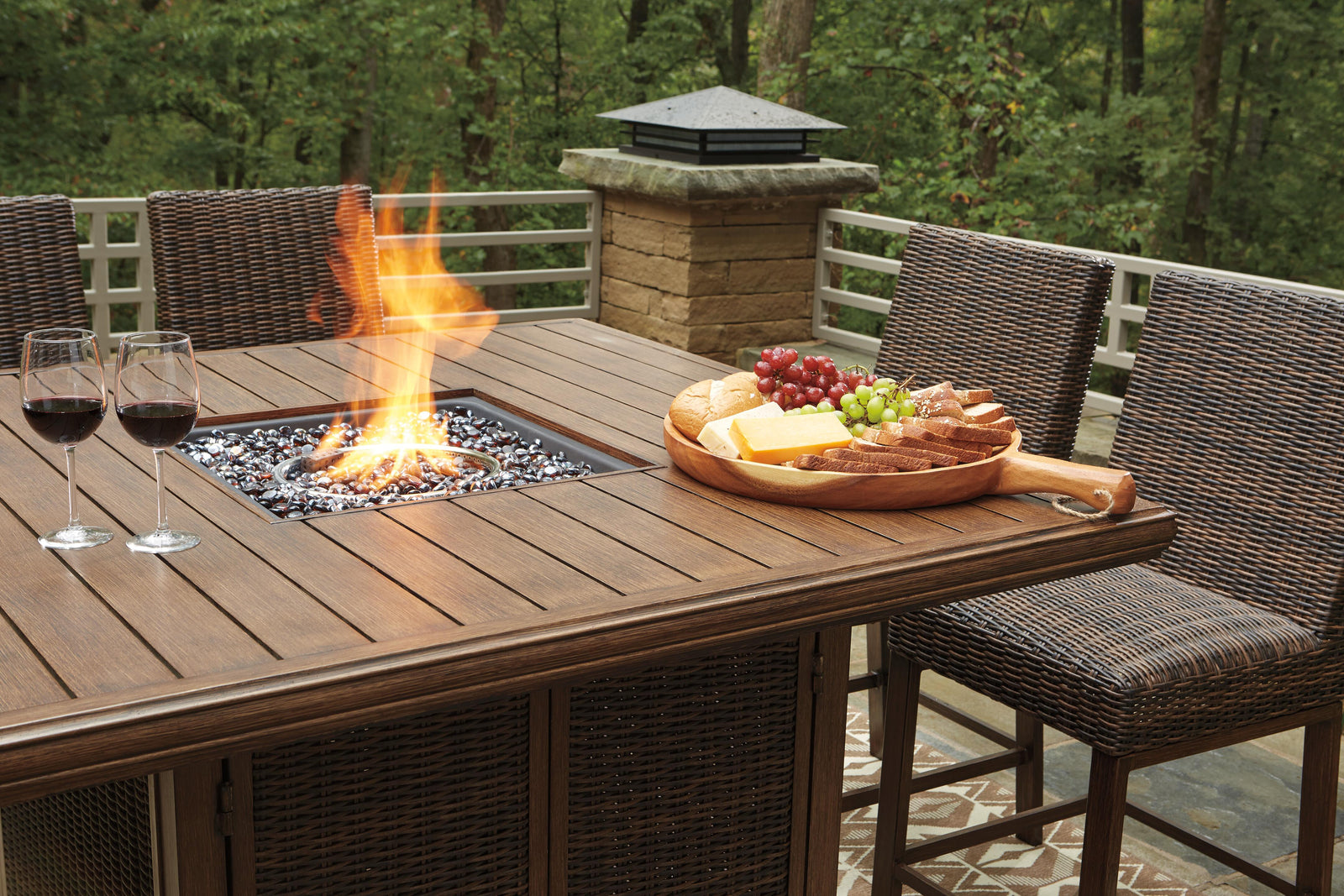 Paradise Trail Outdoor Counter Height Dining Table with 6 Barstools (P750-SI) - Image 13