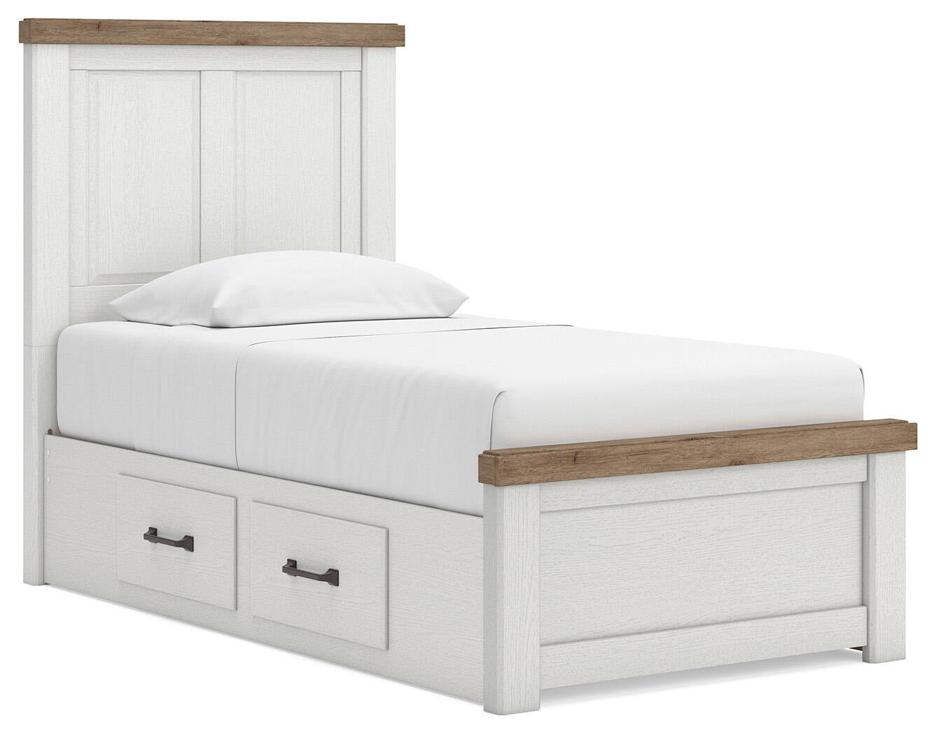Savonport Panel Bed with Storage (Youth) - White/Brown (B4615-SI)