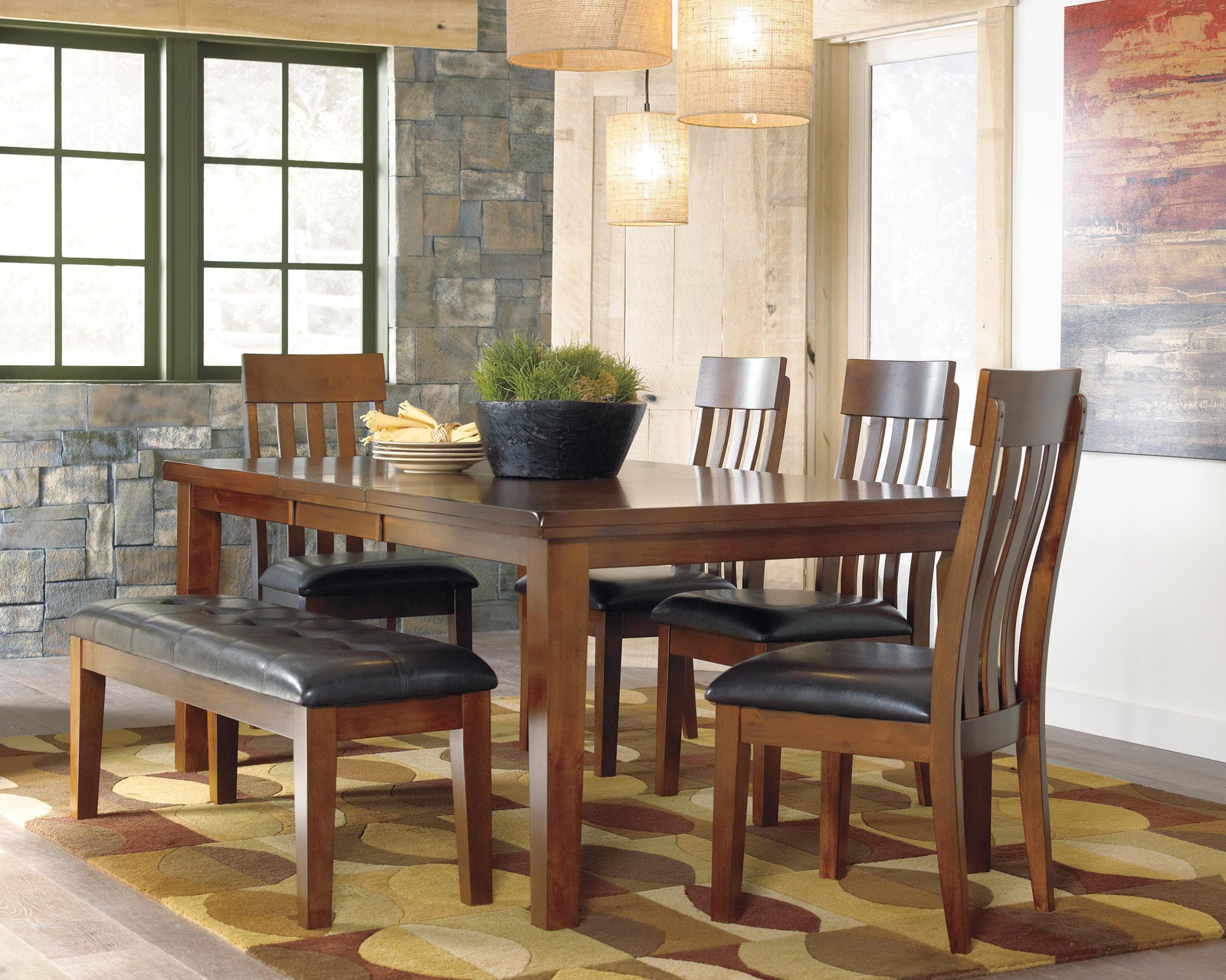 Ralene Dining Table and 4 Chairs and Bench (D594-SI) - Image 3