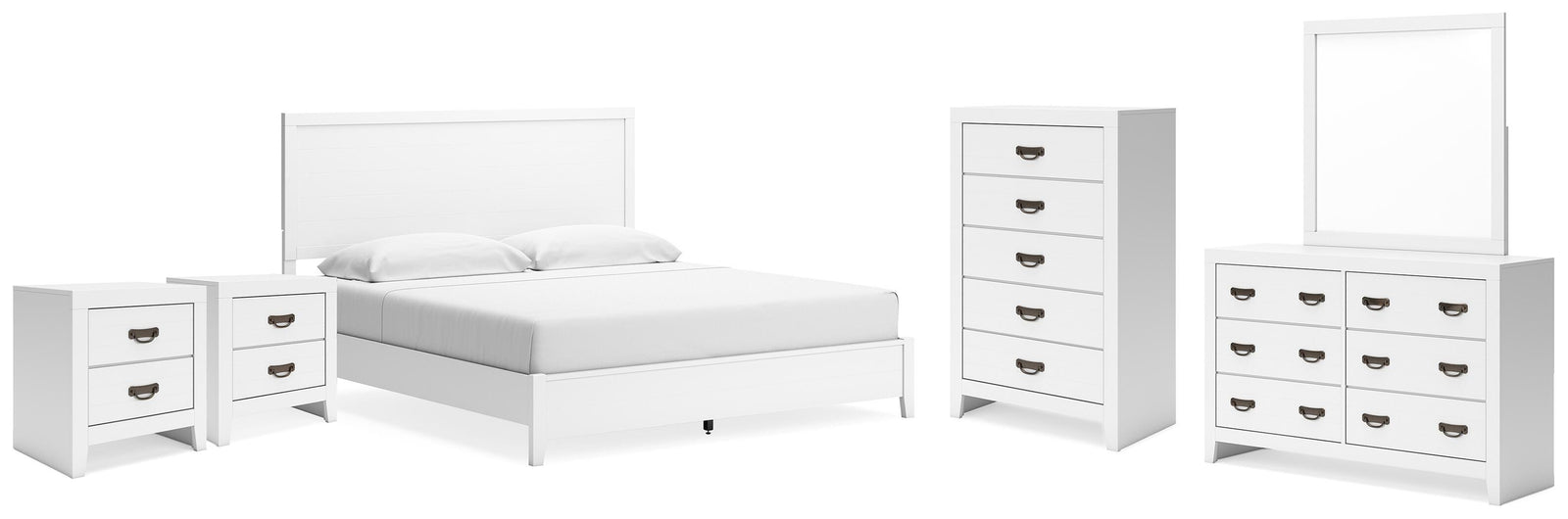 Binterglen Panel Bed, Dresser, Chest and 2 Nightstands (B427-SI)