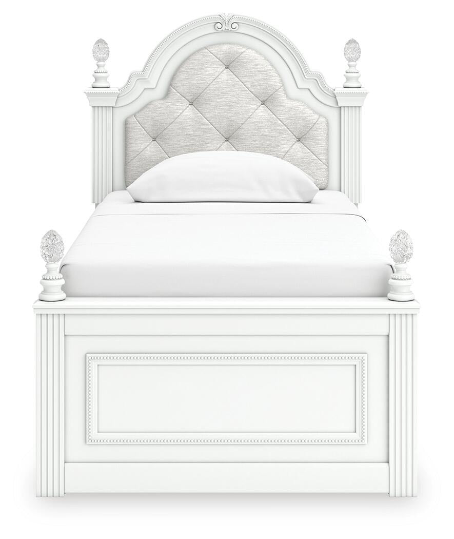 Kozlani Twin Upholstered Panel Bed, Dresser and Mirror (PCB1819-SI) - Image 2
