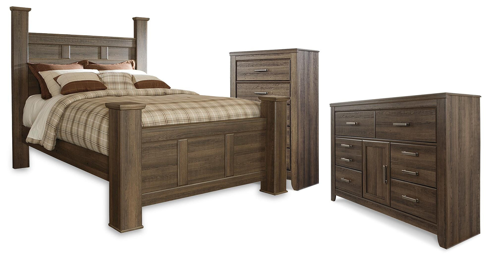 Juararo Poster Bed, Dresser and Chest - Dark Brown (B251-SI)