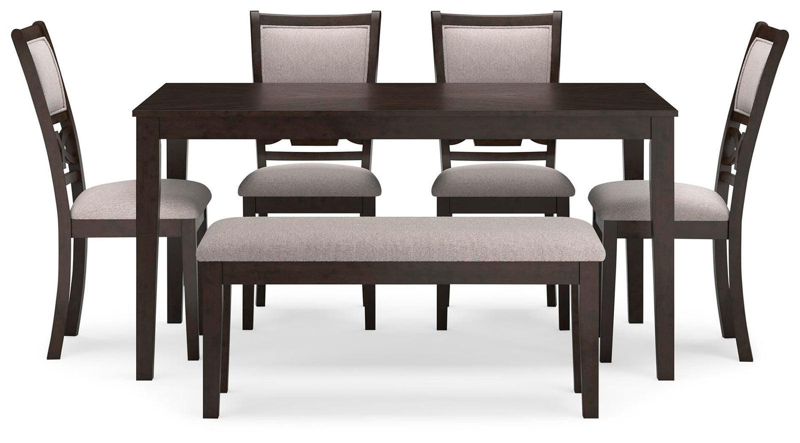 Langwest Dining Table and 4 Chairs and Bench (Set of 6) (D422-SI) - Image 2