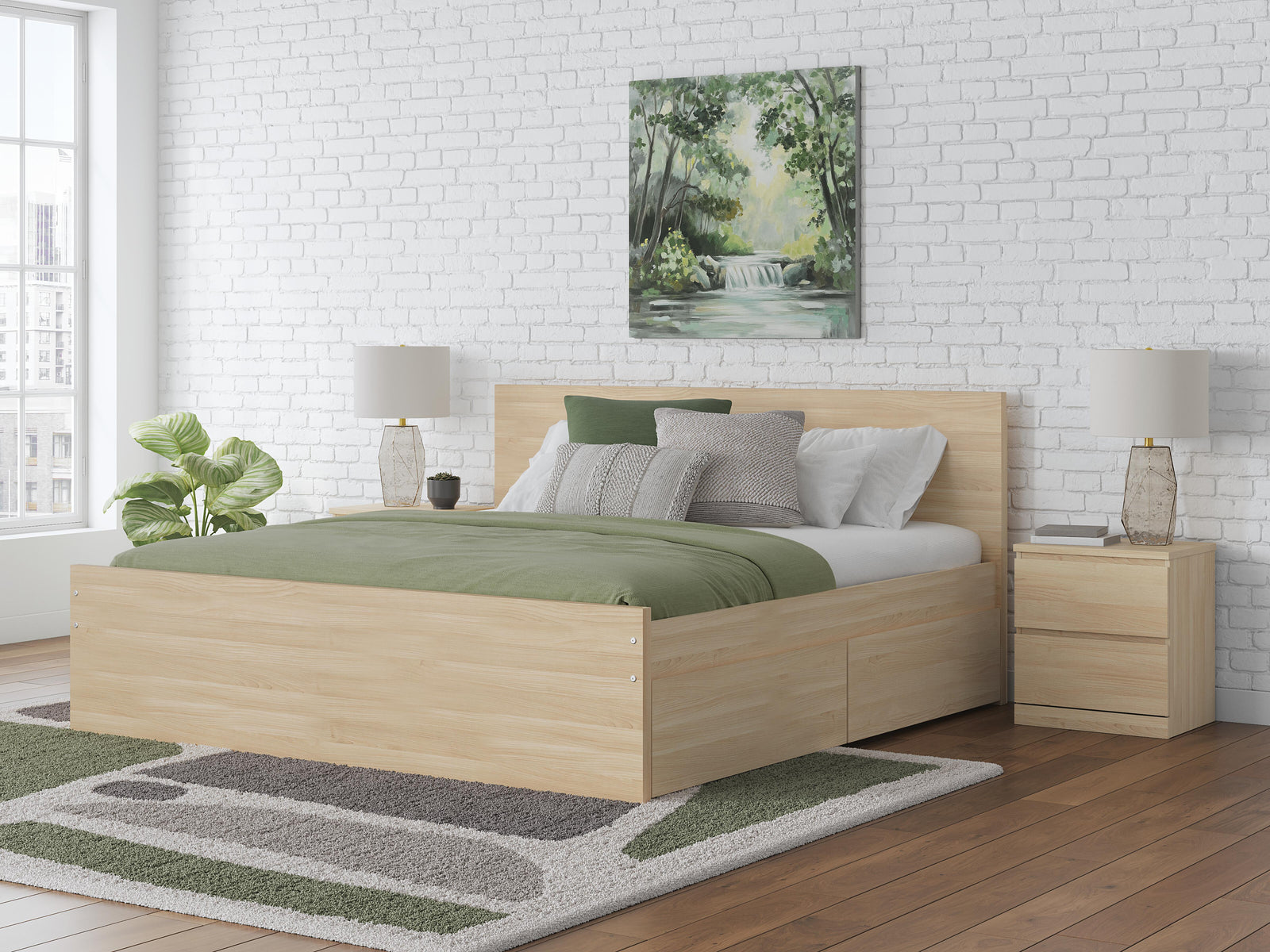 Onita Panel Platform Bed with 2 Side Storage - Natural (EB9632-SI) - Image 9