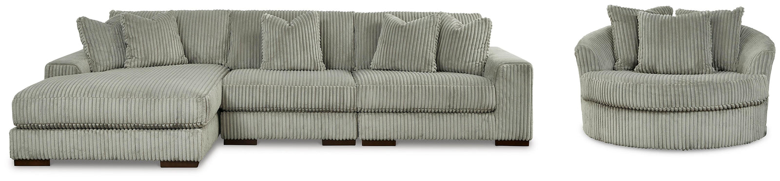 Lindyn 3-Piece Sectional and Oversized Swivel Accent Chair (21105-SI)