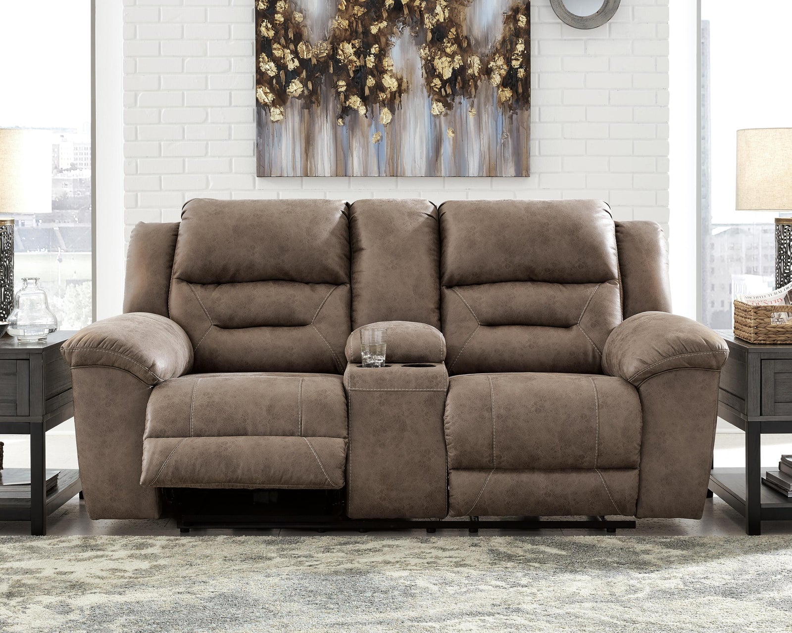 Stoneland Reclining Loveseat with Console (39905-SI) - Image 2