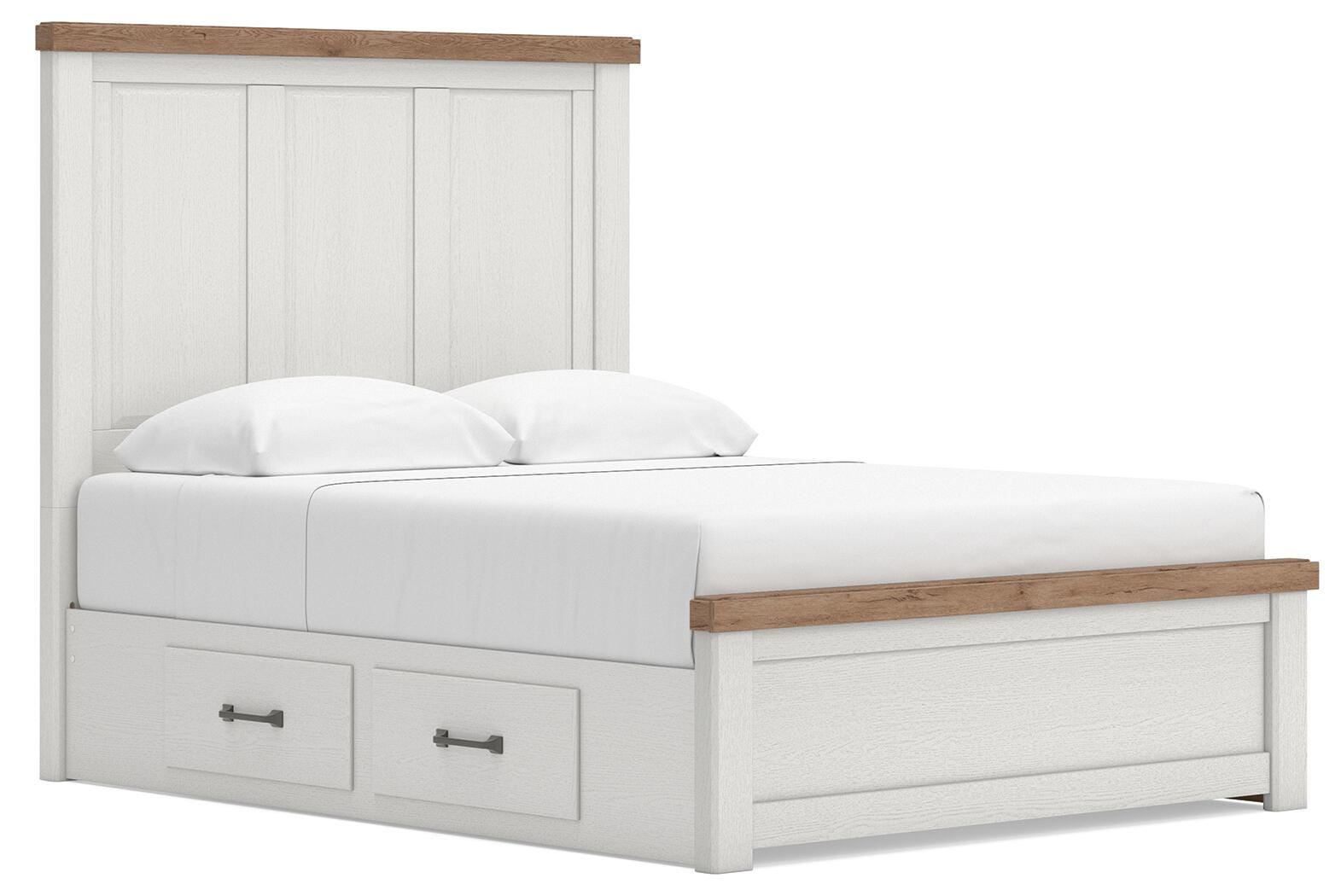 Savonport Panel Bed with Storage - White/Brown (B4615-SI)