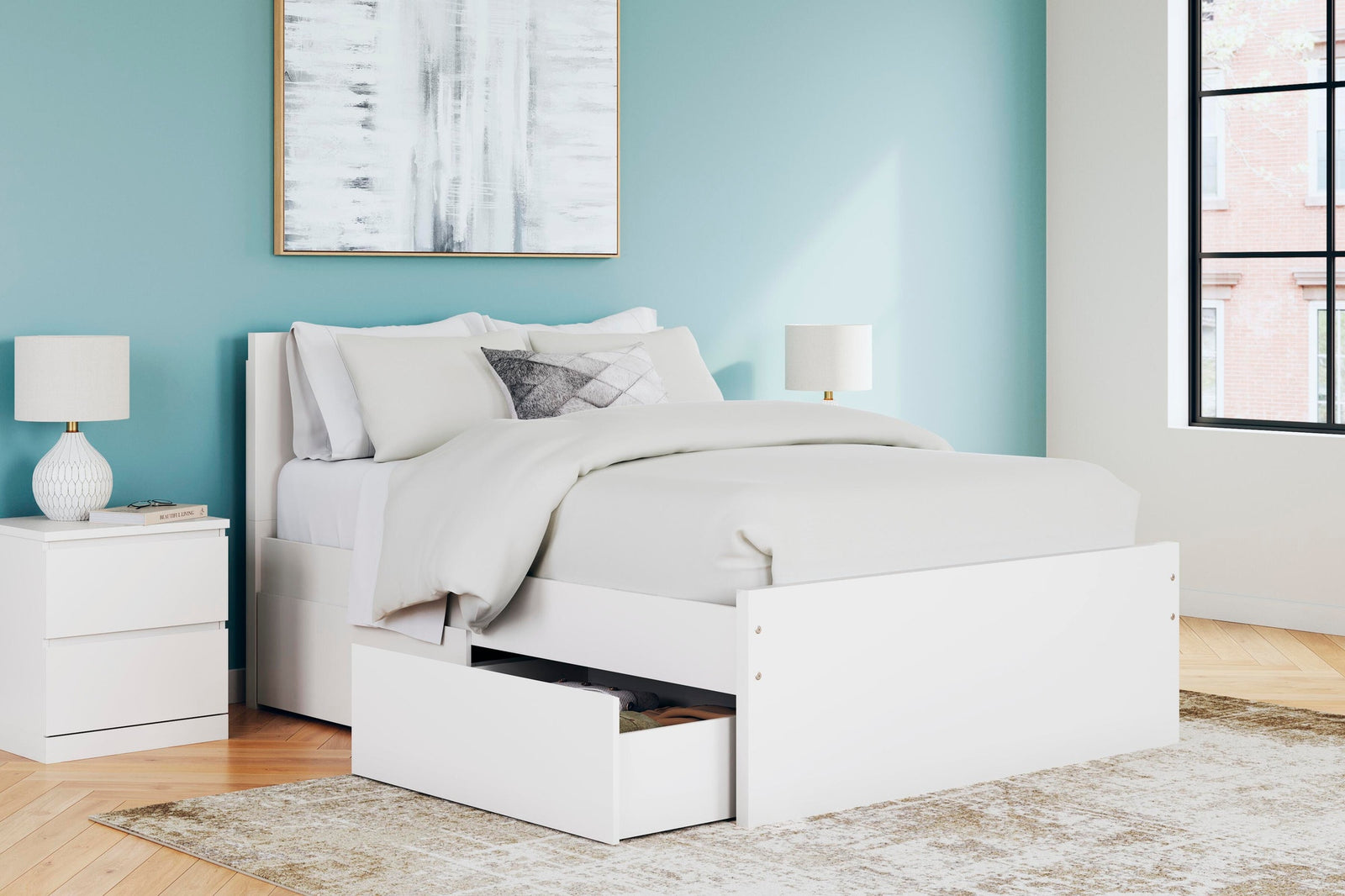 Onita Panel Platform Bed with 2 Side Storage (Youth) - White (EB9630-SI) - Image 10