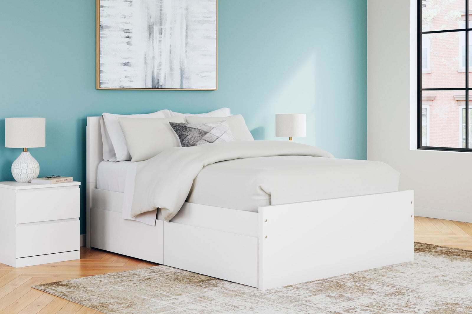 Onita Panel Platform Bed with 2 Side Storage (Youth) - White (EB9630-SI) - Image 9