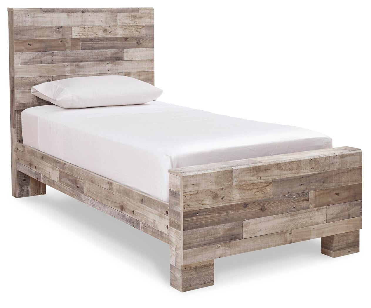 Effie Panel Bed (Youth) - Whitewash (B255-SI)