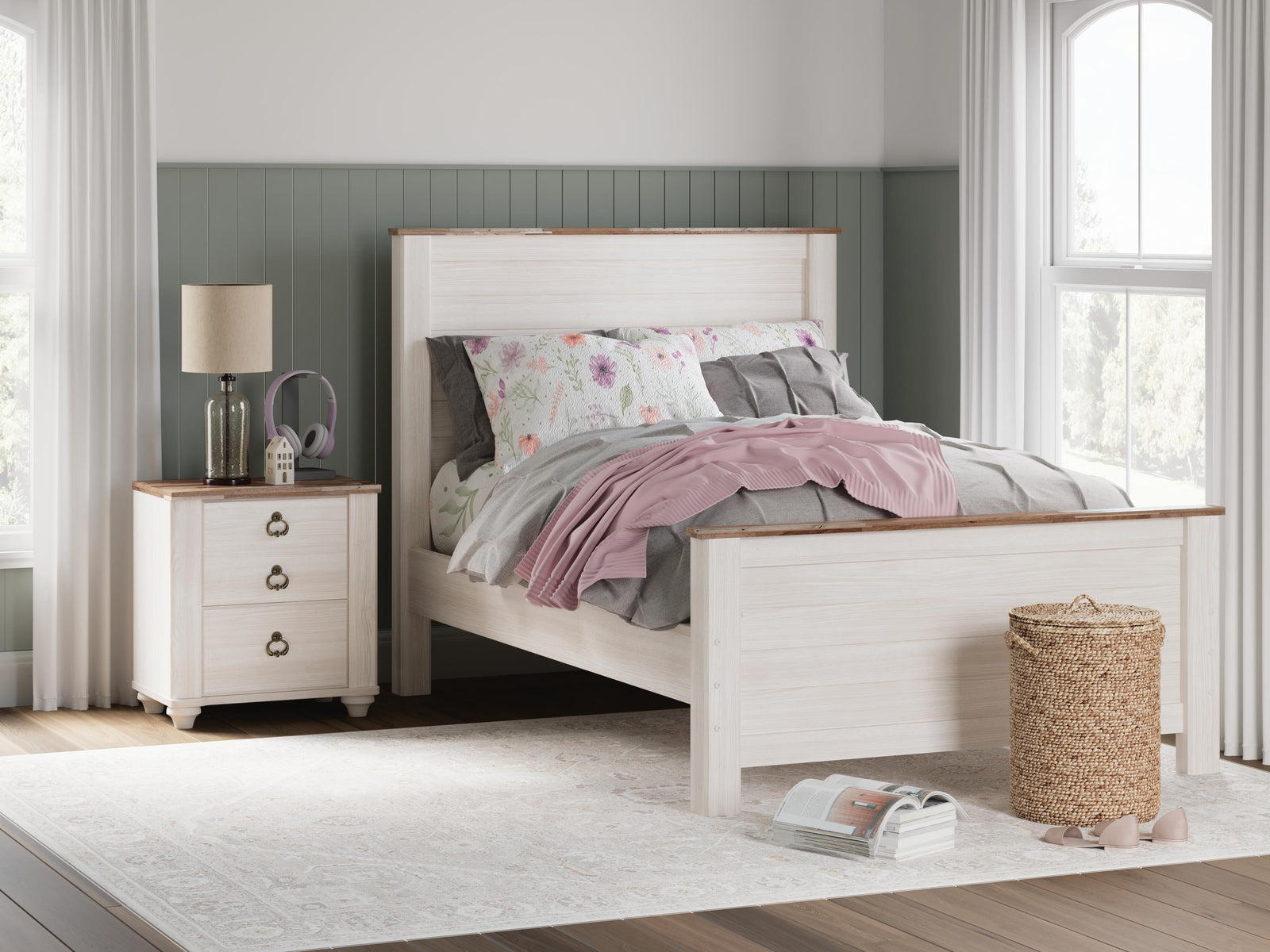 Willowton Panel Bed (Youth) - Whitewash (B267-SI) - Image 3