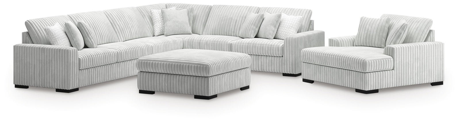 Stupendous 4-Piece Sectional, Oversized Chaise and Ottoman (25903-SI)