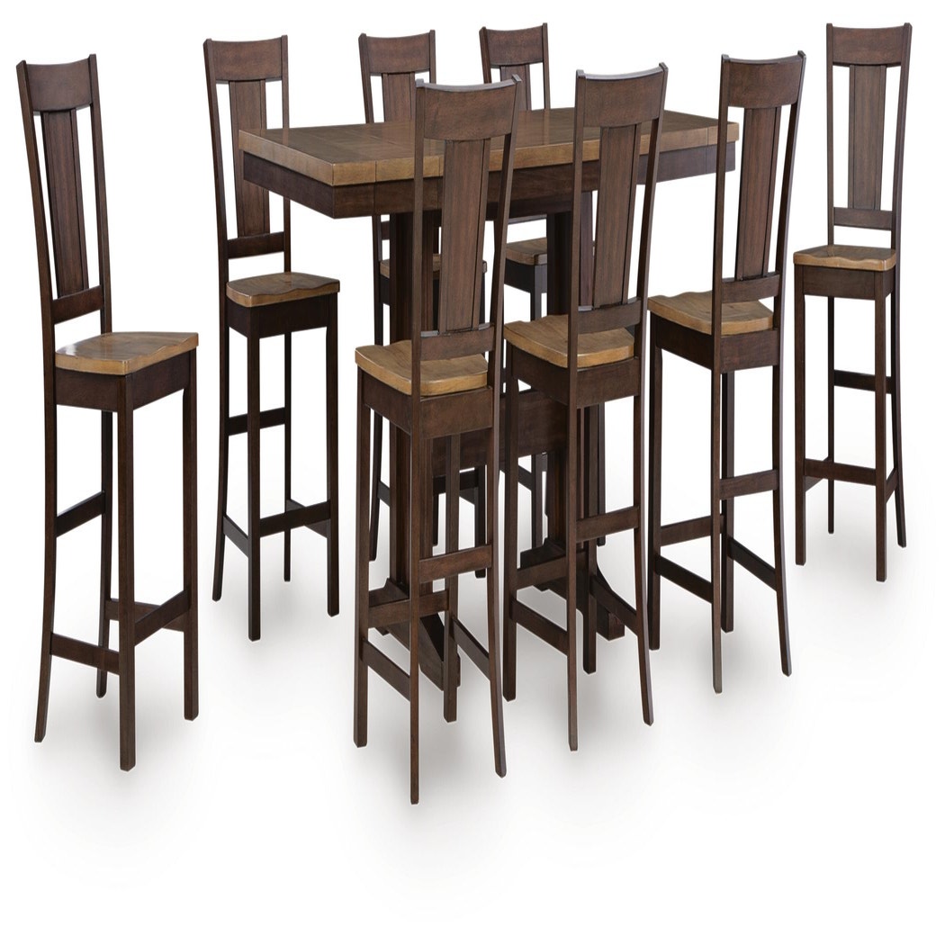 Rylandeen Counter Height Extension Dining Table and 8 Barstools (PCD651-SI)