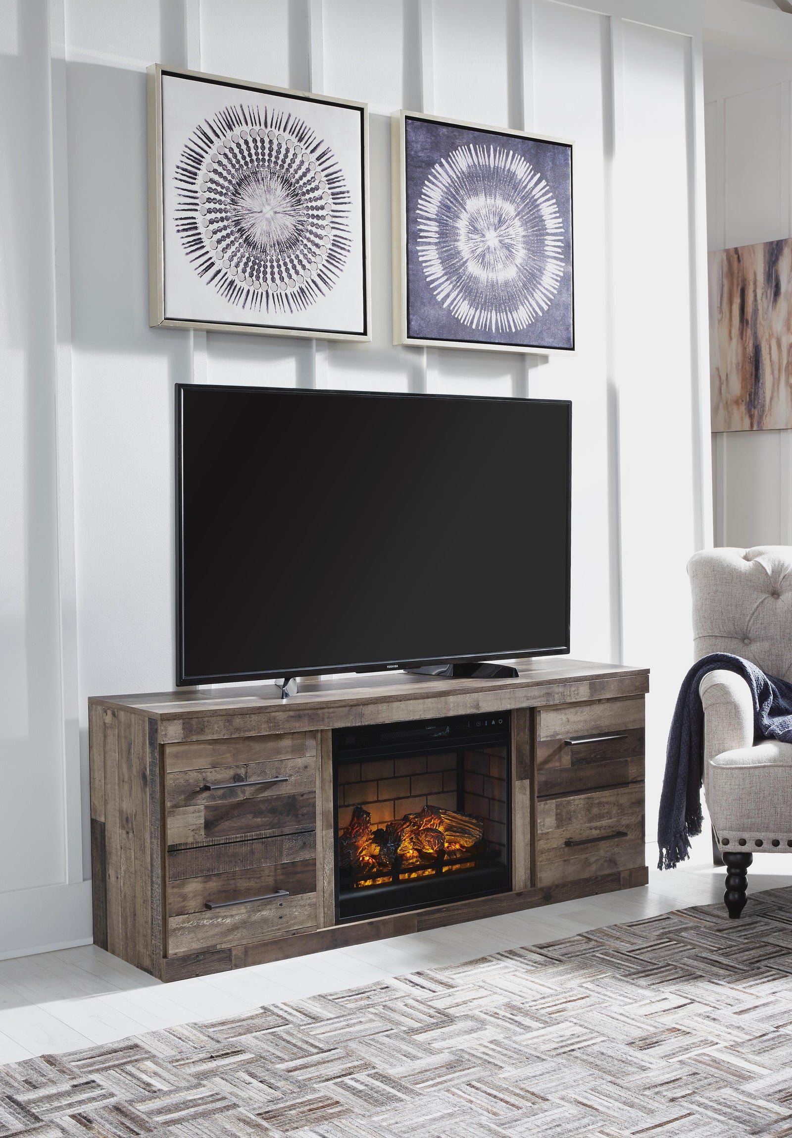 Derekson TV Stand with Electric Fireplace (EW0200-SI) - Image 2