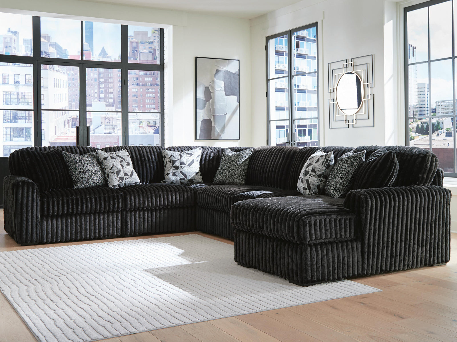 Midnight-Madness 6-Piece Sectional with Chaise (98103-SI) - Image 2